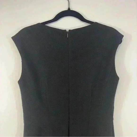 Rebecca Taylor Black Sheath Dress Textured Terry Flounce Sleeveless  Size 6 - Picture 10 of 14